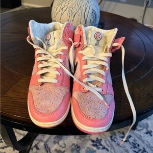 Nike Pink and Cream High-Top Sneakers